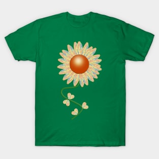 Spring and Summer Blooms: Sunflower Daisy Heart Pattern T-Shirt